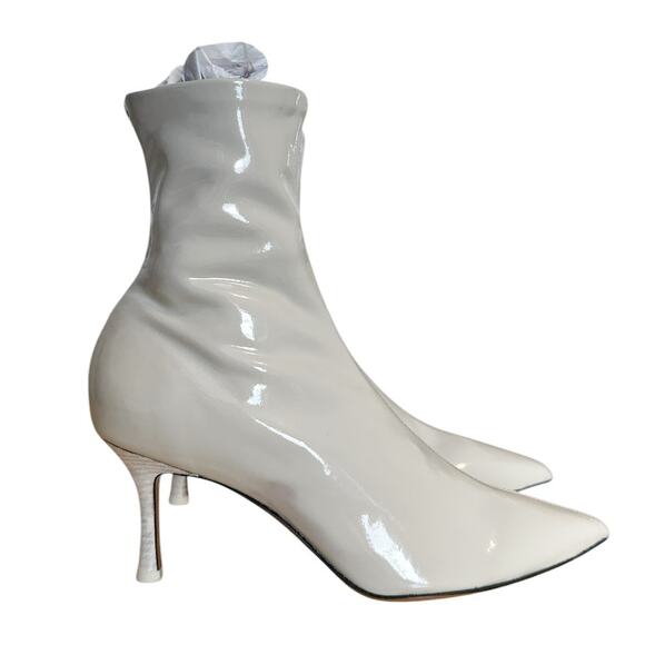 Rag & Bone Brea Patent Oyster Grey Pointed Toe Ankle Boot Size 37 - Picture 5 of 10